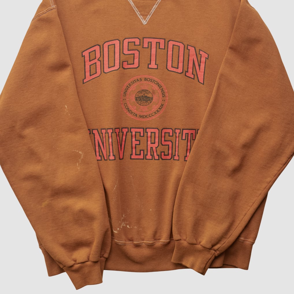Boston University Champion 90s Pullover Sweatshirt - Clay - M by Fanatics Real Vintage