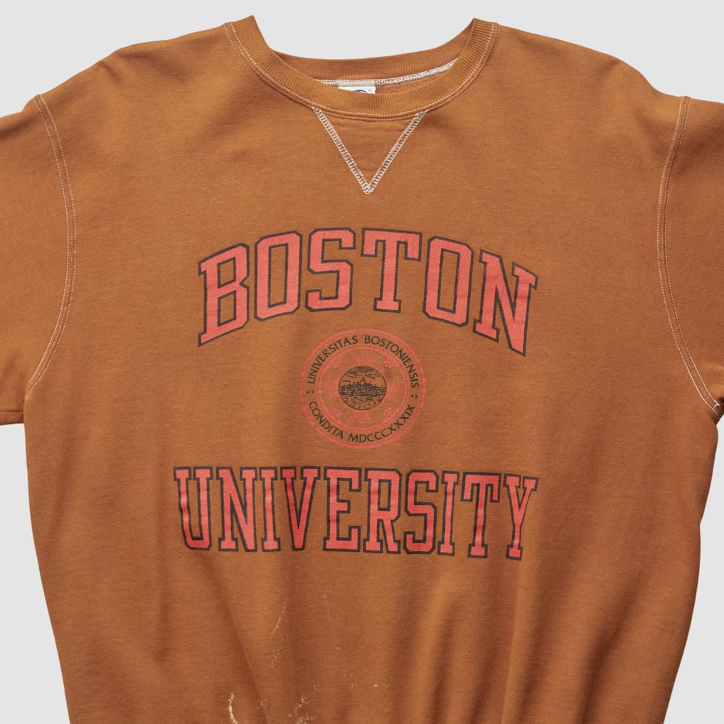 Boston University Champion 90s Pullover Sweatshirt - Clay - M by Fanatics Real Vintage