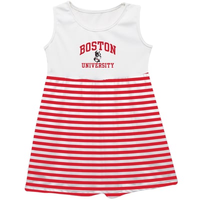Boston University Vive La Fete Girls Toddler Striped Tank Top Dress - Scarlet