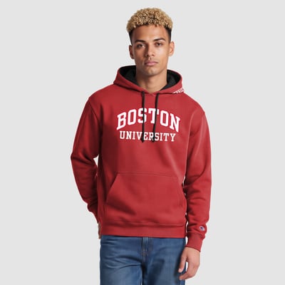 Boston University Champion Contrast Hoodie - Scarlet/Black