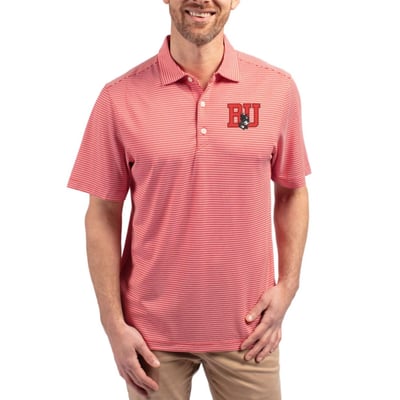 Boston University Cutter & Buck Forge Double Stripe Stretch Polo - Scarlet