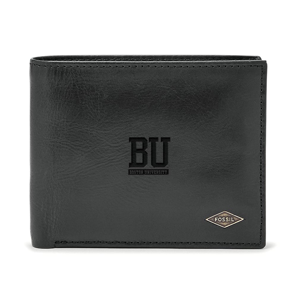 Boston University Fossil Leather Ryan RFID Passcase Wallet - Black