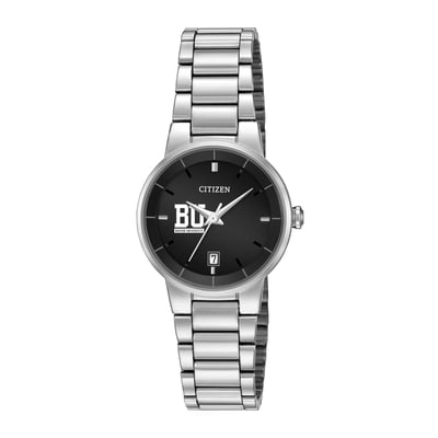 Boston University Citizen Watch Women's Black Dial Stainless Steel Watch - Silver