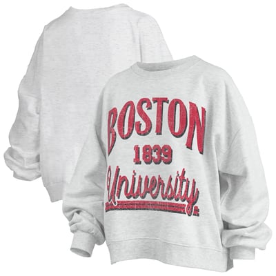 Boston University Pressbox Women's Oversized Bravo Melange Janise Sweatshirt - Heather Gray