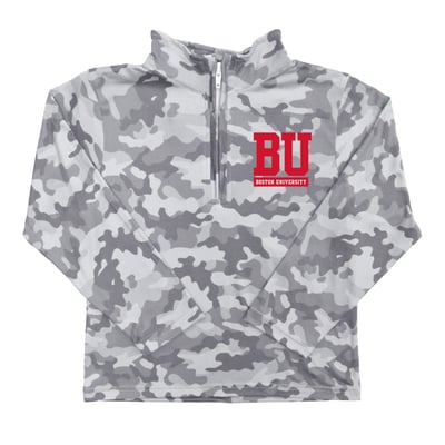  Boston University Vive La Fete Youth Camo Quarter-Zip Sweatshirt - Gray
