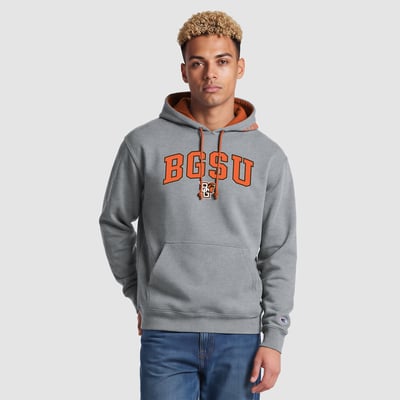 Bowling Green St. Falcons Champion Contrast Hoodie - Heather Gray/Orange