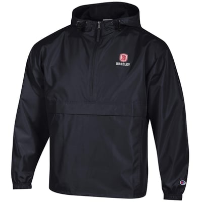Bradley Braves Champion Packable Half-Zip Hooded Jacket - Black
