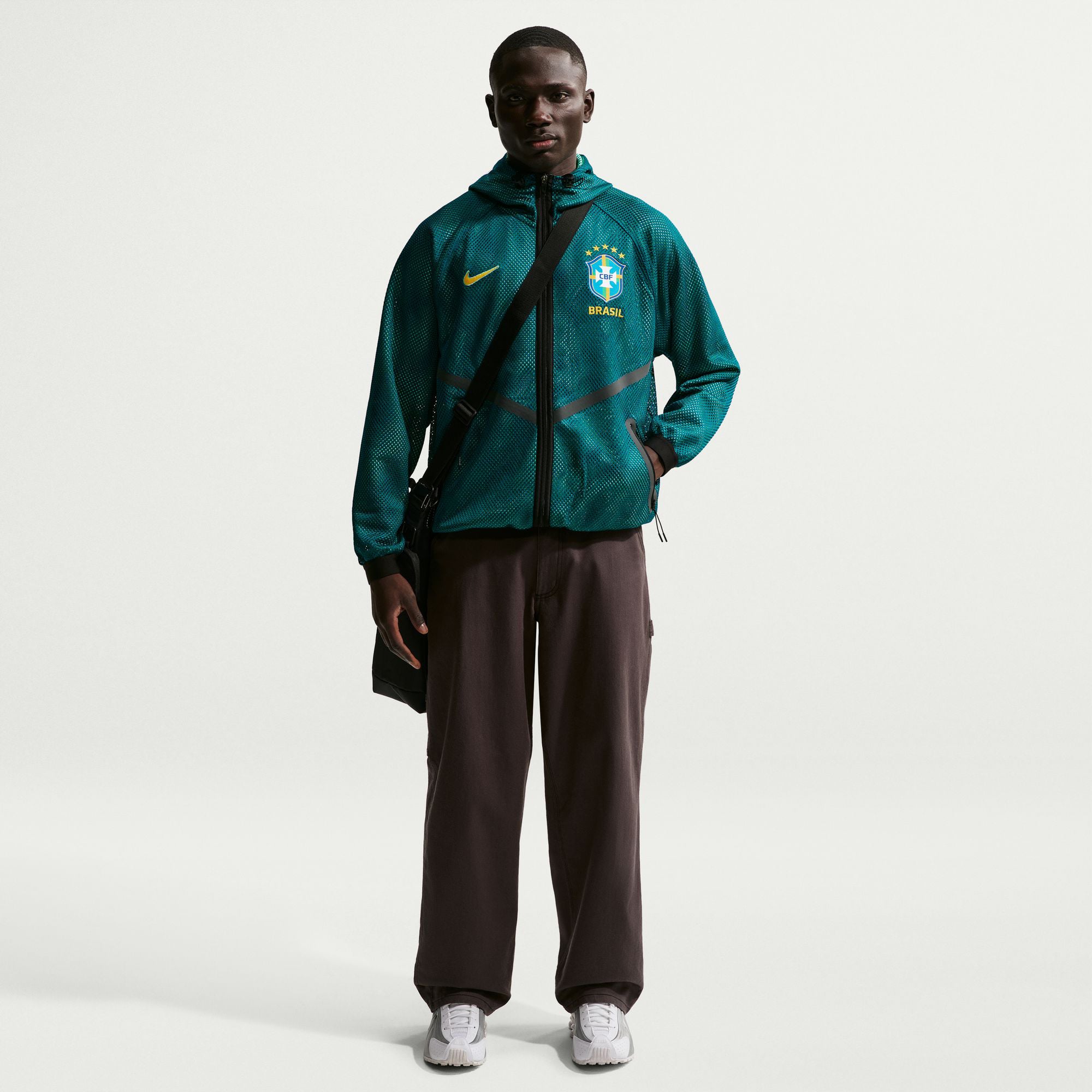 Brazil National Team Nike 2026 Anthem Mesh Dri-FIT Full-Zip Hooded 