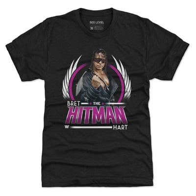 Bret Hart 500 Level The Hitman Wings Premium Tri-Blend T-Shirt - Black