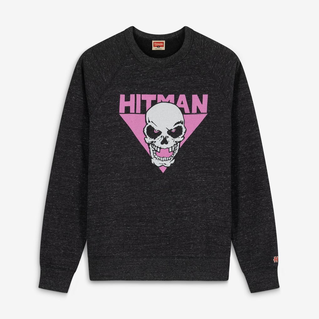  Bret Hart Homage Skull Tri-Blend Raglan Sweatshirt - Charcoal