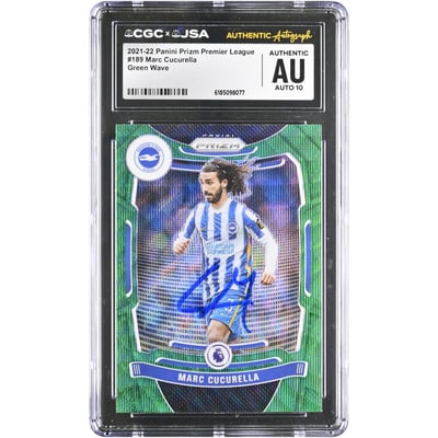 Marc Cucurella Brighton and Hove Albion Autographed 2021-22 Panini Prizm Premier League Green Wave #189 CGC Authenticated AUTO 10 Card