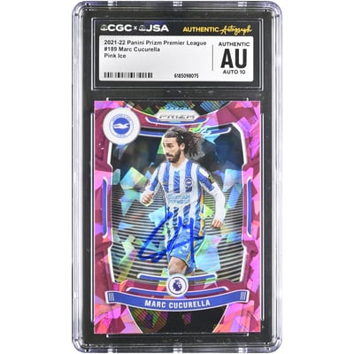 Marc Cucurella Brighton and Hove Albion Autographed 2021-22 Panini Prizm Premier League Pink Ice #189 CGC Authenticated AUTO 10 Card