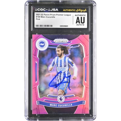 Marc Cucurella Brighton and Hove Albion Autographed 2021-22 Panini Prizm Premier League Pink #189 CGC Authenticated AUTO 10 Card