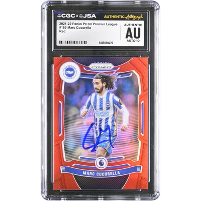 Marc Cucurella Brighton and Hove Albion Autographed 2021-22 Panini Prizm Premier League Red #189 #/199 CGC Authenticated AUTO 10 Card