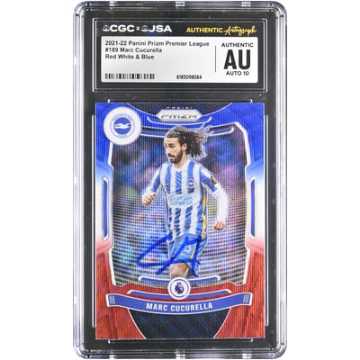 Marc Cucurella Brighton and Hove Albion Autographed 2021-22 Panini Prizm Premier League Red White & Blue #189 CGC Authenticated AUTO 10 Card