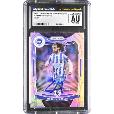 Marc Cucurella Brighton and Hove Albion Autographed 2021-22 Panini Prizm Premier League Silver #189 CGC Authenticated AUTO 10 Card