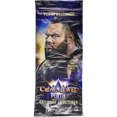 Bronson Reed Event-Used 36" x 72" 2025 Crown Jewel Street Banner - Hung in Downtown Perth