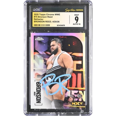 Bronson Reed WWE Autographed 2020 Topps Chrome WWE X-Fractor #75 CGC Fanatics Witnessed Authenticated AUTO 10 Rookie Card