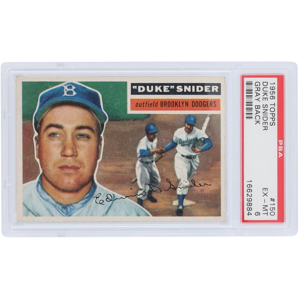 Color Duke Snider Duke Snider Brooklyn Dodgers 1956 Topps Gray Back #150 PSA ...