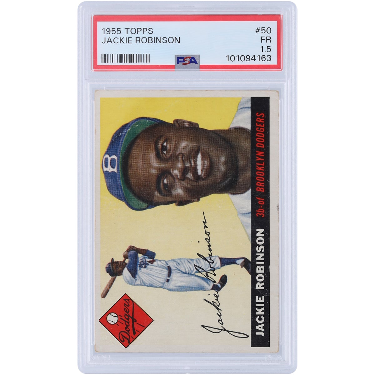 Jackie Robinson Brooklyn Dodgers 1955 Topps #50 PSA Authenticated 1.5 Card