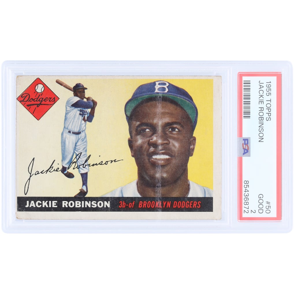 Jackie Robinson Brooklyn Dodgers 1955 Topps #50 PSA Authenticated 2 Card