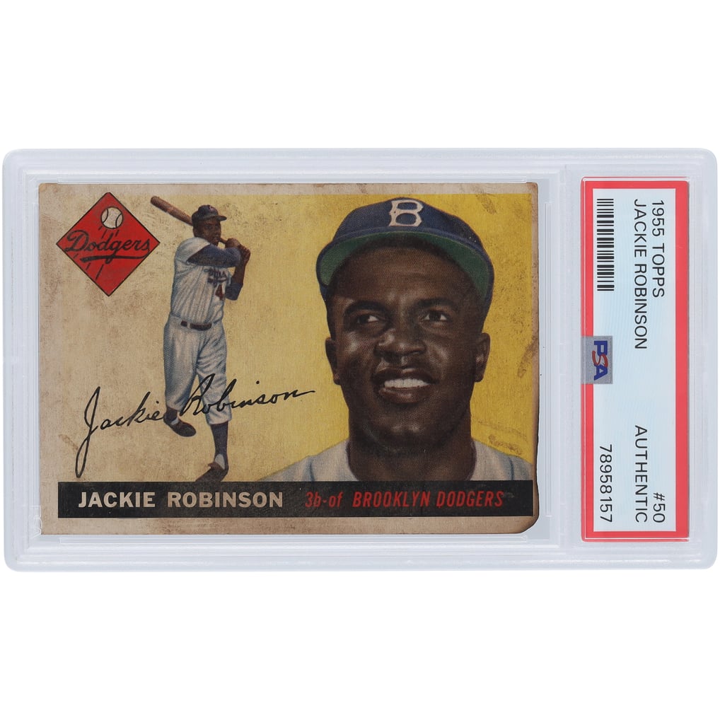 Jackie Robinson Brooklyn Dodgers 1955 Topps #50 PSA Authenticated Card
