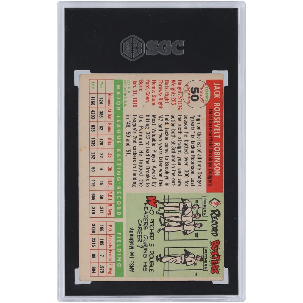 Jackie Robinson Brooklyn Dodgers 1955 Topps #50 SGC Authenticated 1 Card