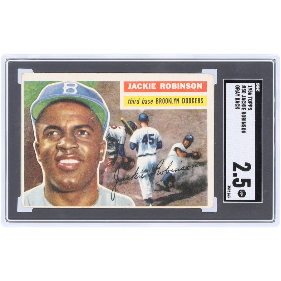 Jackie Robinson Brooklyn Dodgers 1956 Topps Gray Back #30 SGC ...