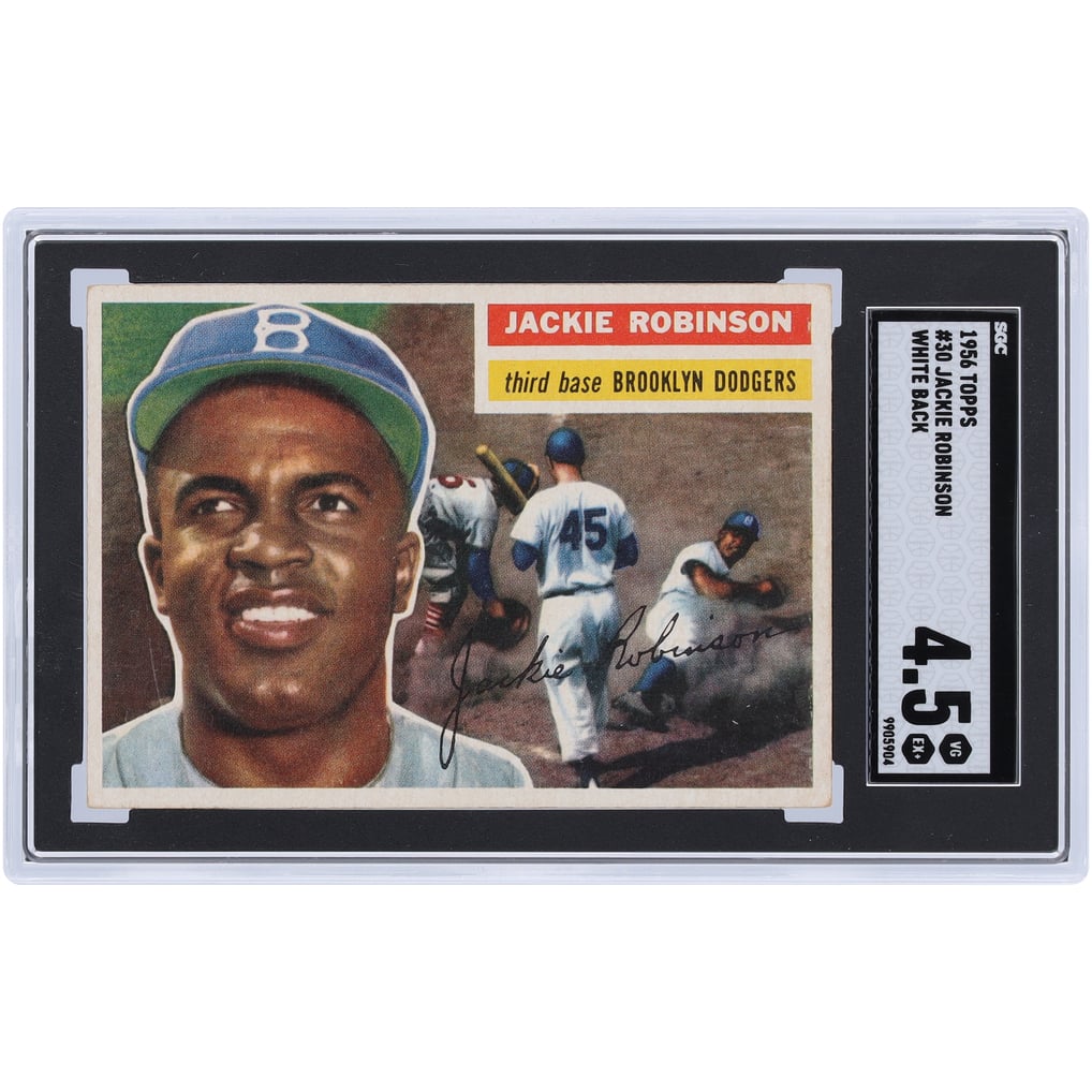 Jackie Robinson Brooklyn Dodgers 1956 Topps White Back #30 SGC ...