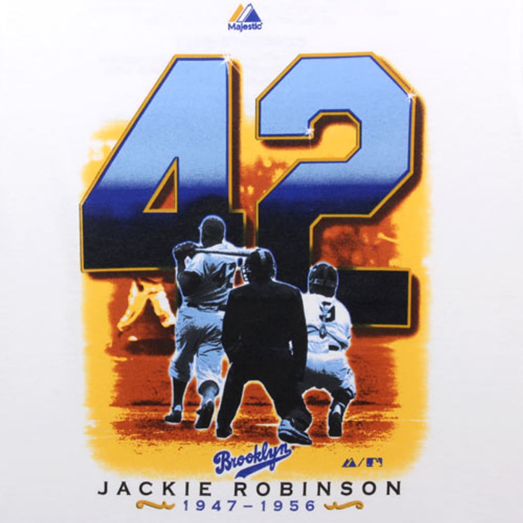 Majestic Jackie Robinson Brooklyn Dodgers #42 Tribute T-Shirt - White