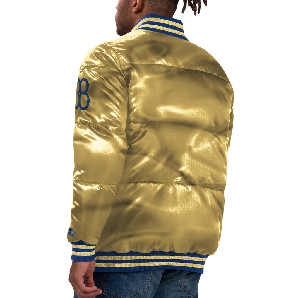 Brooklyn Dodgers Starter Cooperstown Collection Bronx Satin Full-Snap Bomber Jacket - Gold