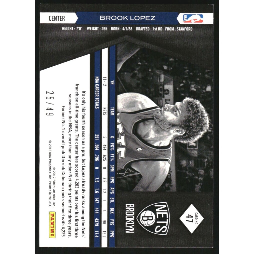 2011-12 Limited Silver Spotlight #47 Brook Lopez