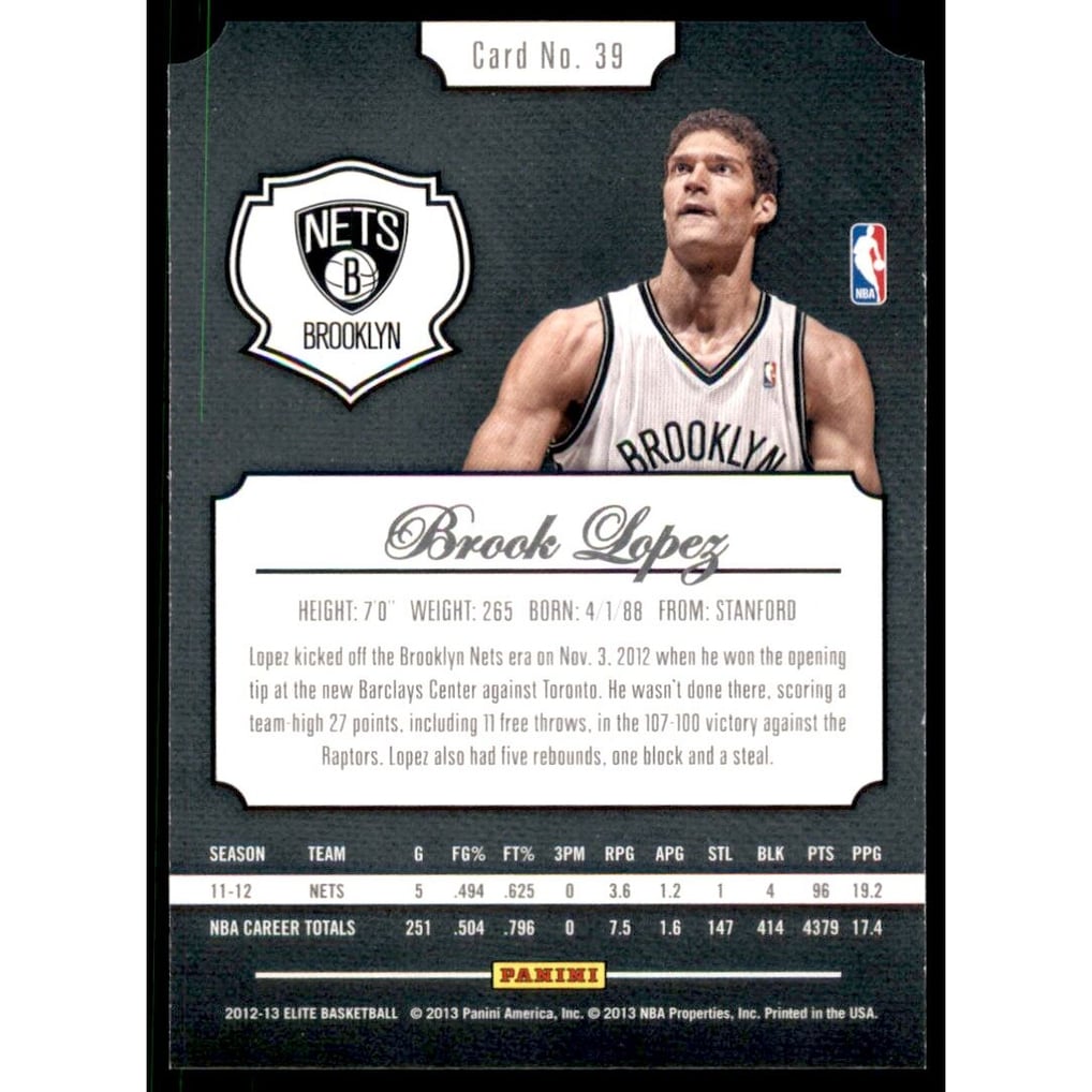 2012-13 Elite Aspirations #39 Brook Lopez/89