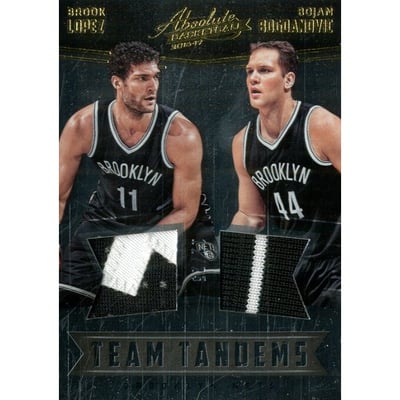 2016-17 Absolute Memorabilia Team Tandems Materials Prime #12 Bojan Bogdanovic/Brook Lopez/25