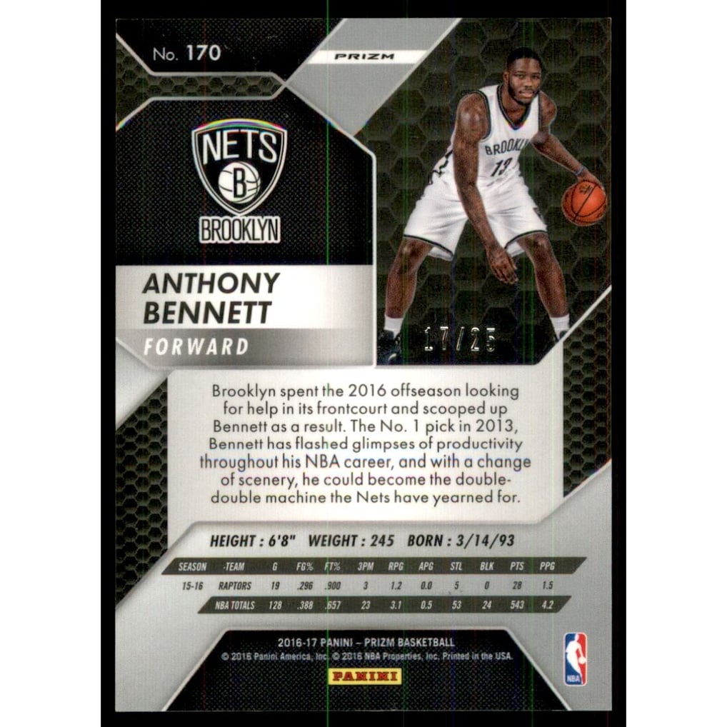 2016-17 Panini Prizm Prizms Orange Wave #170 Anthony Bennett
