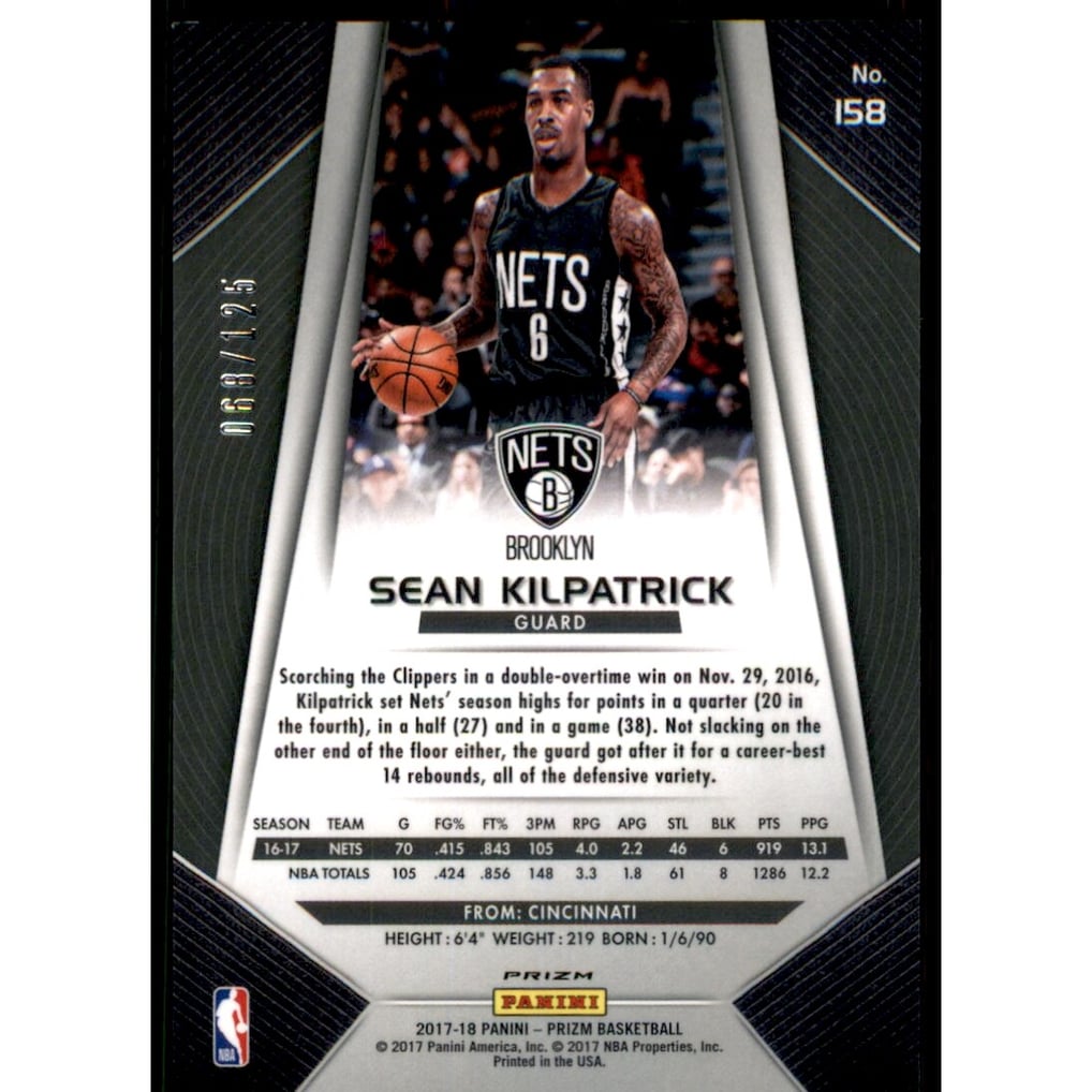 2017-18 Panini Prizm Prizms Fast Break Red #158 Sean Kilpatrick