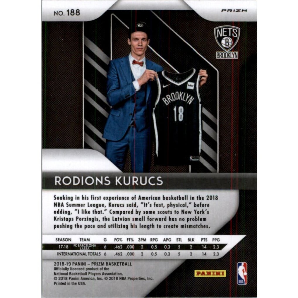 2018-19 Panini Prizm Prizms Ruby Wave #188 Rodions Kurucs