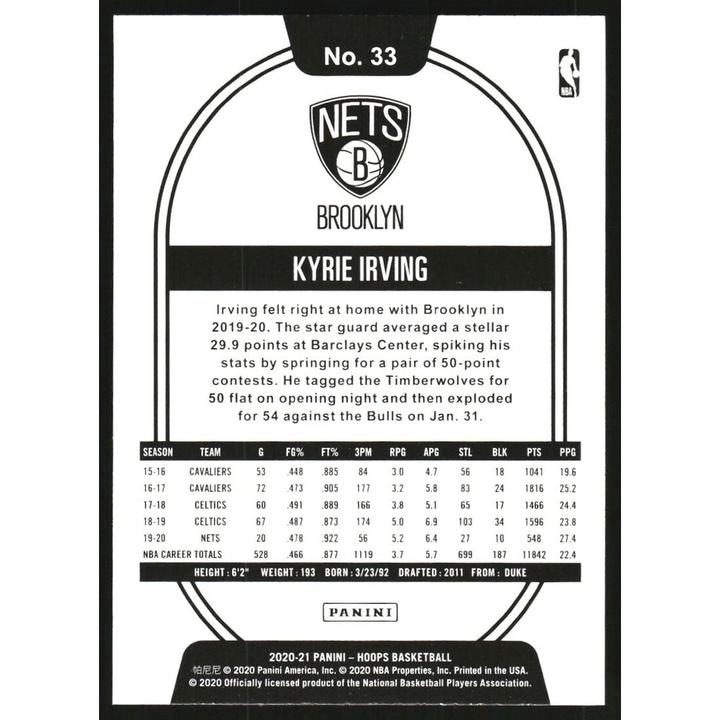 2020-21 Hoops Hyper Blue #33 Kyrie Irving