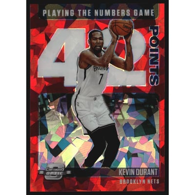 2020-21 Panini Contenders Optic Playing the Numbers Game Red Cracked Ice #4 Kevin Durant
