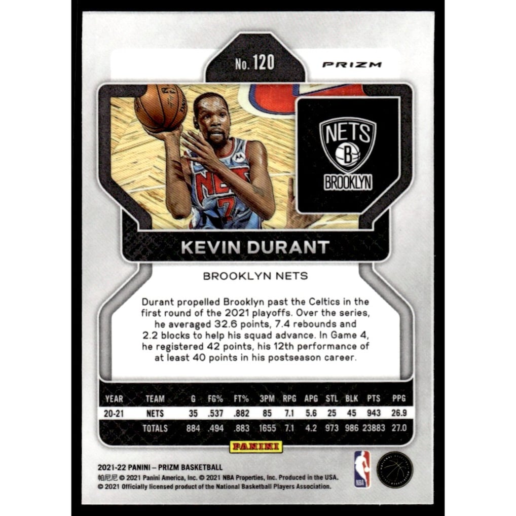 2021-22 Panini Prizm Prizms Silver #120 Kevin Durant