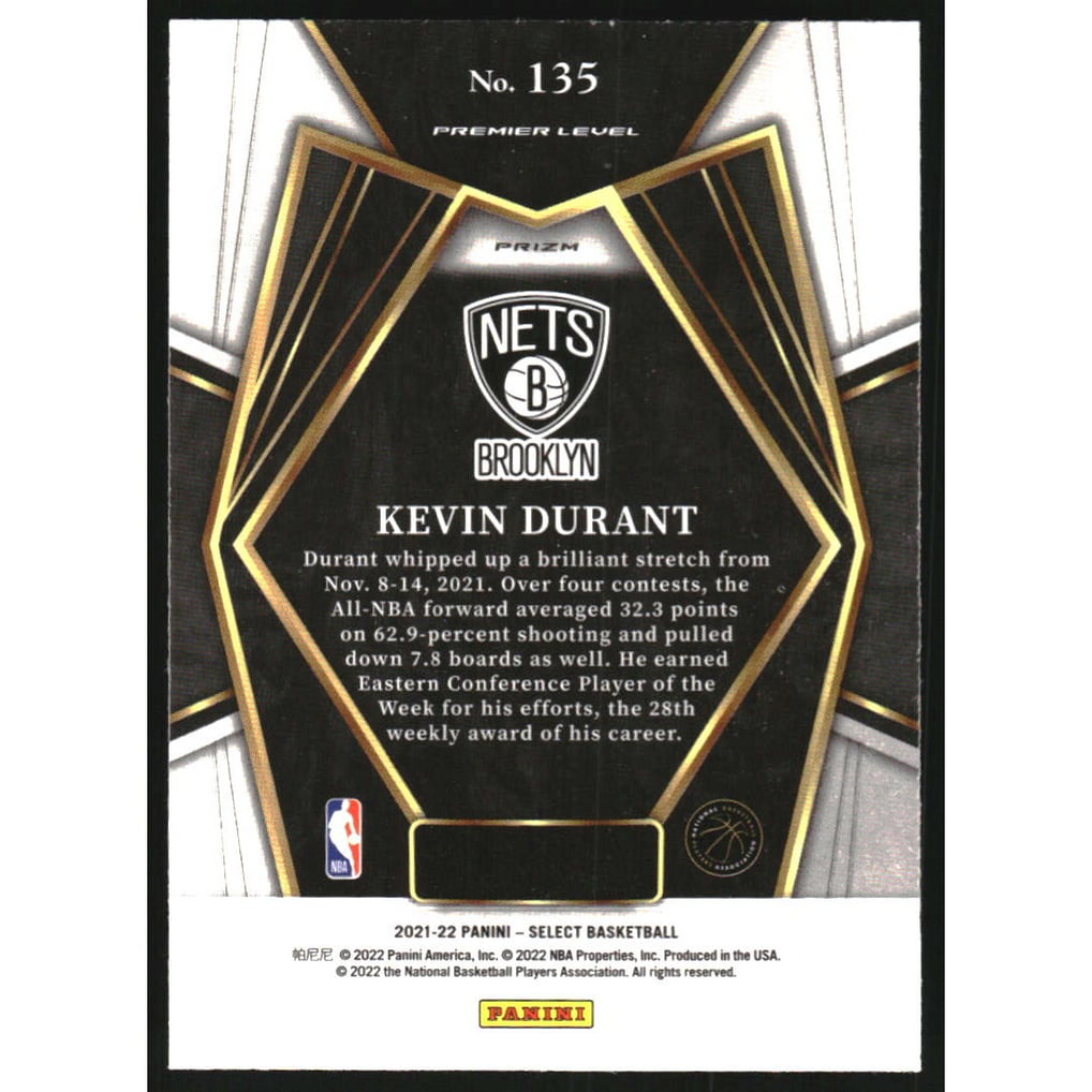 2021-22 Select Prizms Orange Flash #135 Kevin Durant