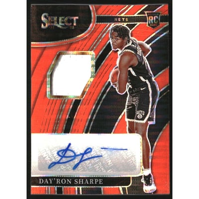 2021-22 Select Rookie Jersey Autographs Prizms Neon Orange Pulsar #6 Day'Ron Sharpe/30