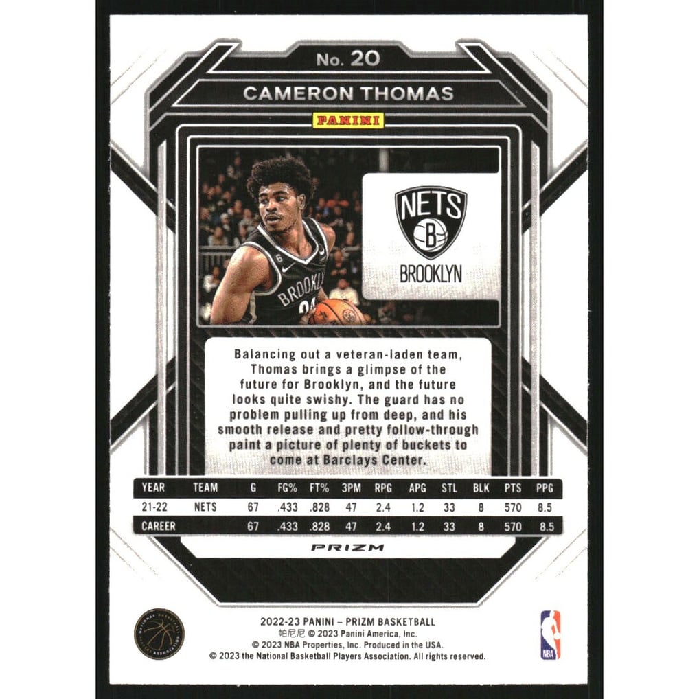 2022-23 Panini Prizm Prizms Ice #20 Cameron Thomas