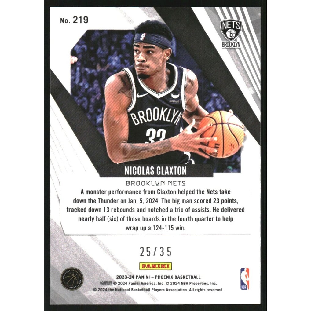 2023-24 Panini Phoenix Blue #219 Nicolas Claxton