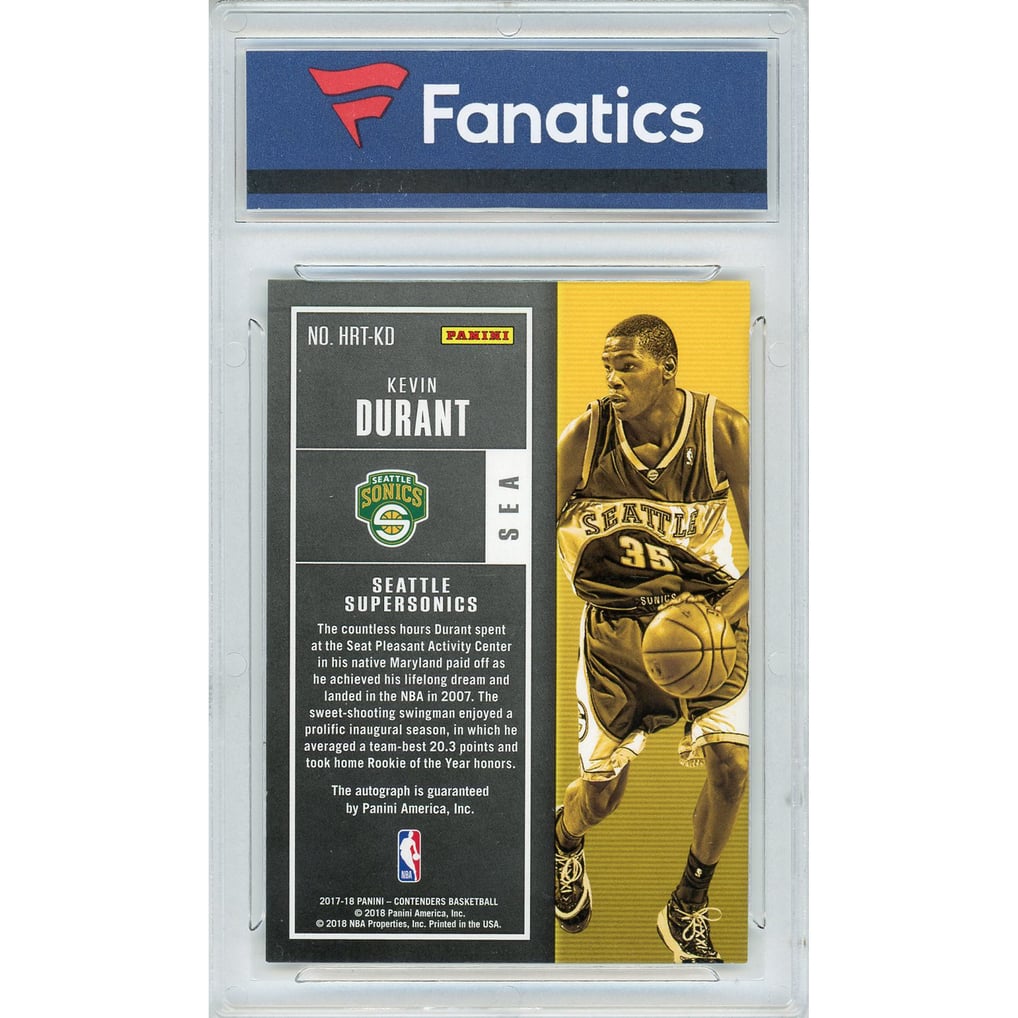 Autographed Seattle SuperSonics Kevin Durant 2017-18 Panini 