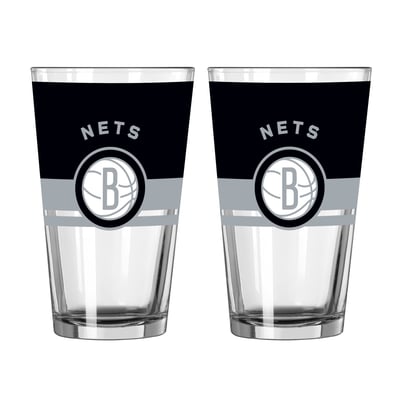 Brooklyn Nets Logo Brands Two-Piece 16oz. Horizon Pint Glass Set