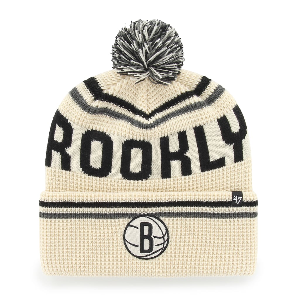 Brooklyn Nets '47 Quattrle Cuffed Knit Hat with Pom - Natural