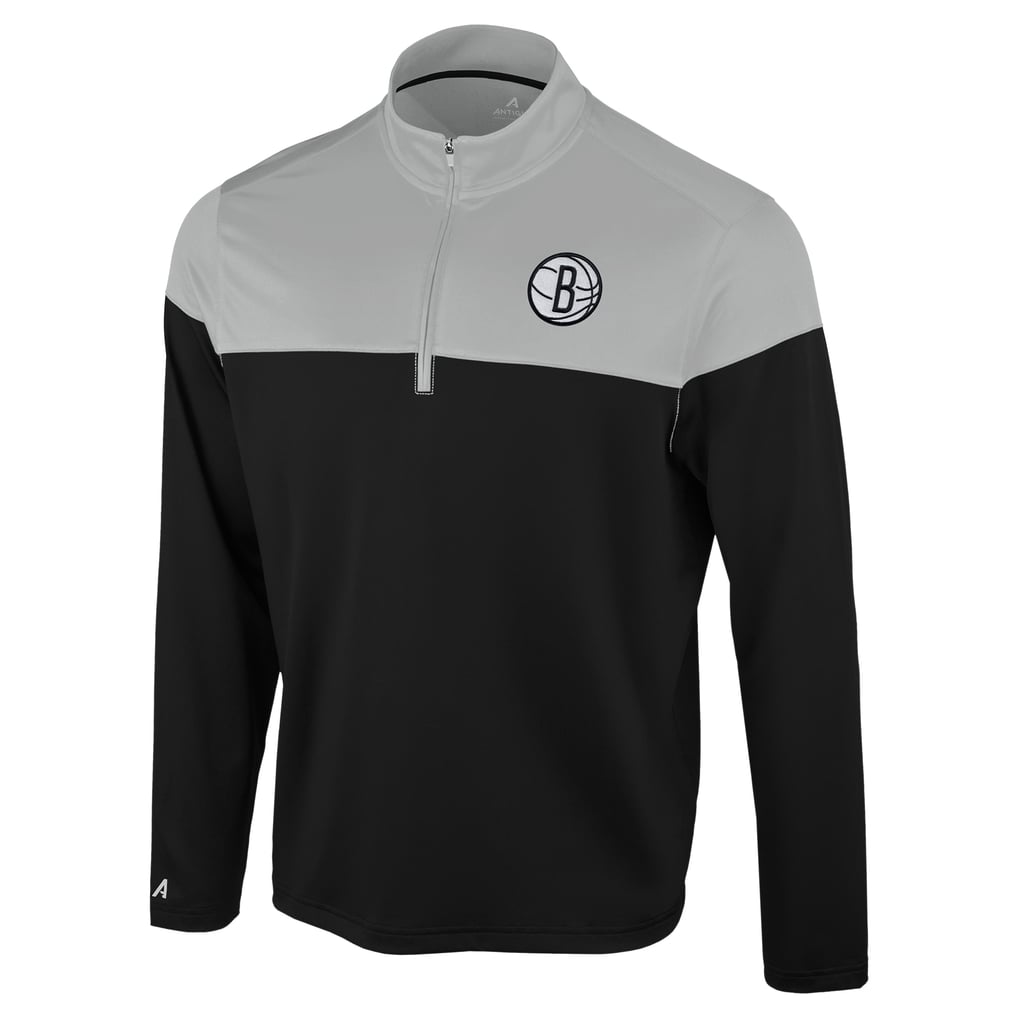 Brooklyn Nets Antigua Hinder Quarter-Zip Pullover - Black/Gray