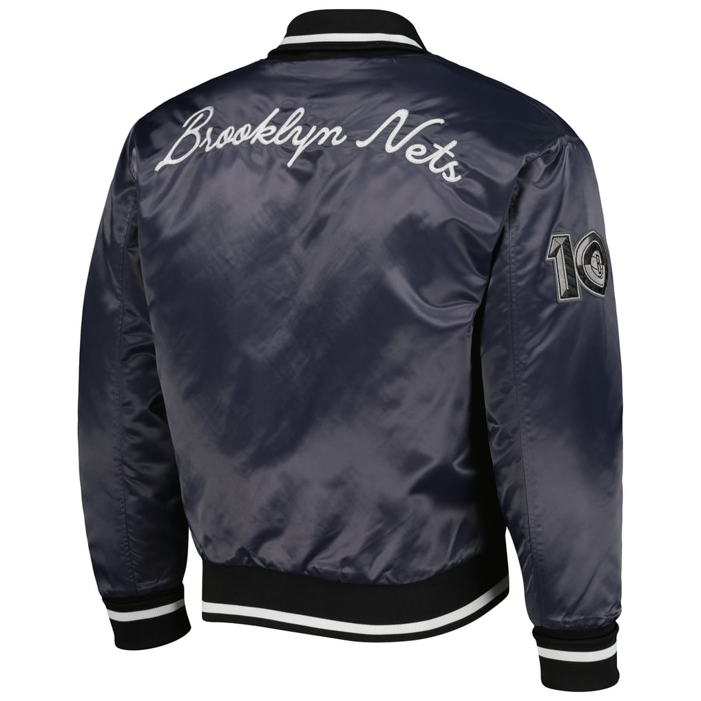 Brooklyn Nets AUTHMADE 10th Anniversary Satin Full-Snap Baseball Jacket - Charcoal