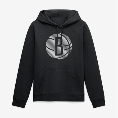 Brooklyn Nets Big & Tall Metallic Mascot Hoodie - Black